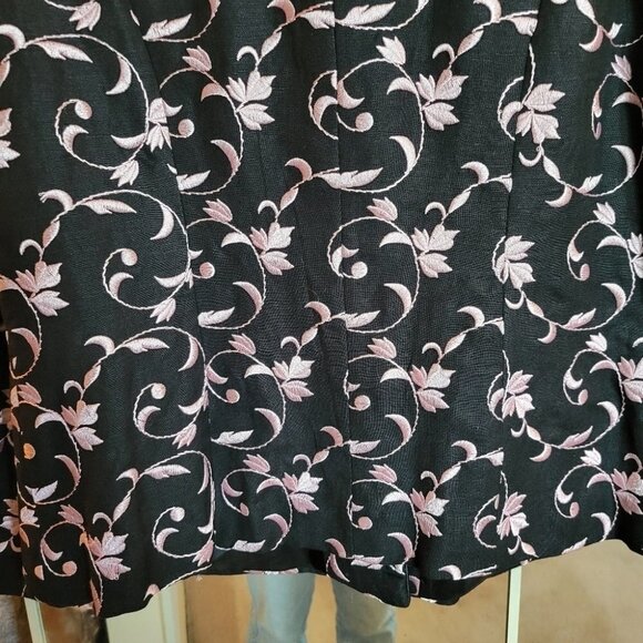 ❤️ 3 for $35 Vintage 80s pink embroidered black blazer jacket small - Picture 7 of 9
